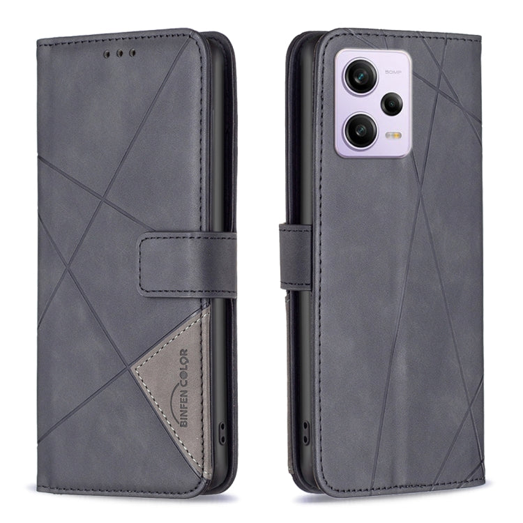 For Xiaomi Redmi Note 12 Pro+ Global Magnetic Buckle Rhombus Texture Leather Phone Case