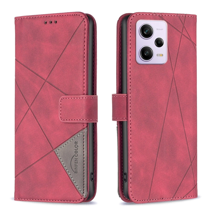 For Xiaomi Redmi Note 12 Pro 5G Global Magnetic Buckle Rhombus Texture Leather Phone Case