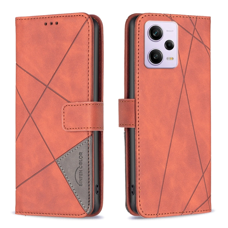 For Xiaomi Redmi Note 12 Pro 5G Global Magnetic Buckle Rhombus Texture Leather Phone Case