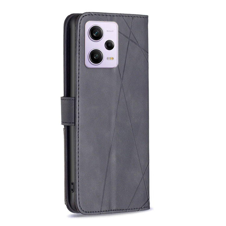 For Xiaomi Redmi Note 12 Pro 5G Global Magnetic Buckle Rhombus Texture Leather Phone Case