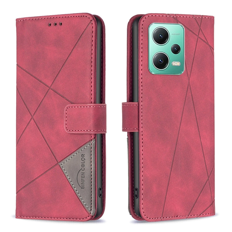 For Xiaomi Redmi Note 12 Global Magnetic Buckle Rhombus Texture Leather Phone Case