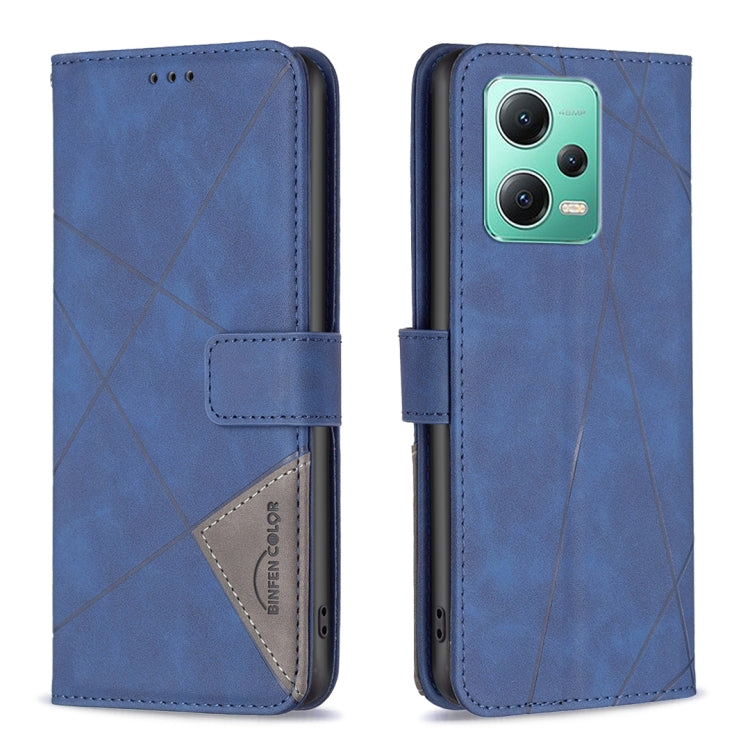 For Xiaomi Redmi Note 12 Global Magnetic Buckle Rhombus Texture Leather Phone Case
