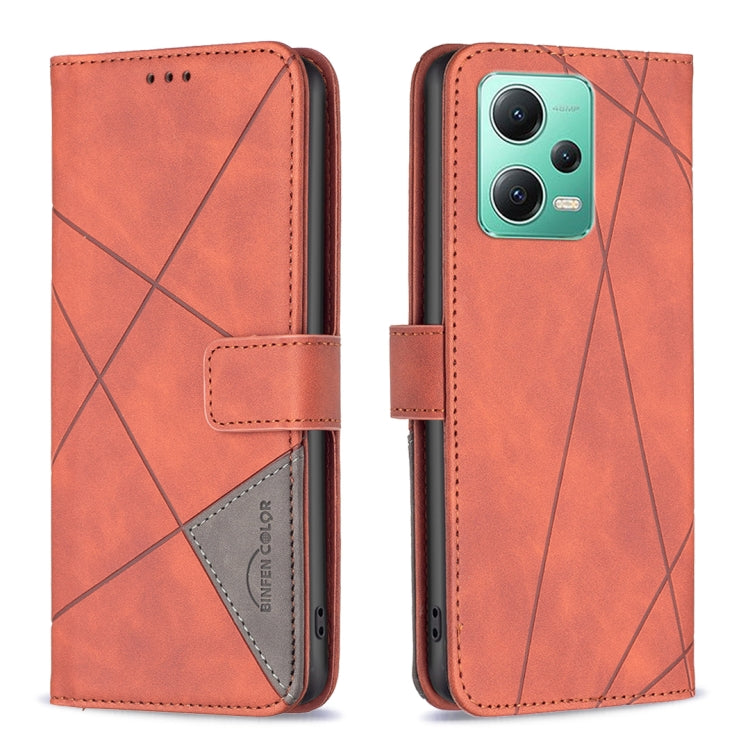 For Xiaomi Redmi Note 12 Global Magnetic Buckle Rhombus Texture Leather Phone Case