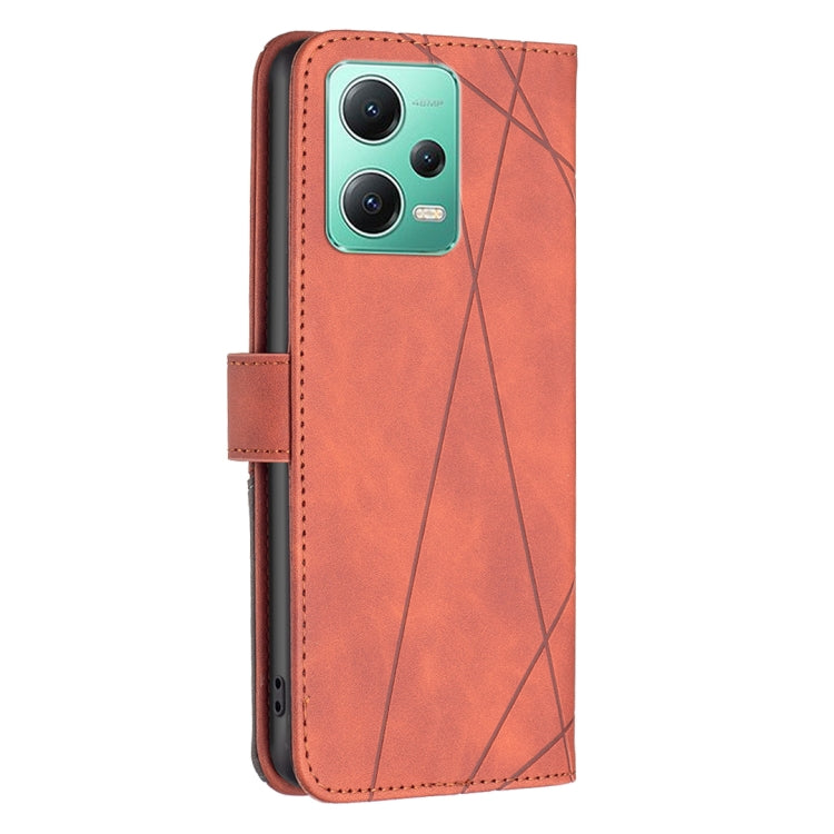 For Xiaomi Redmi Note 12 Global Magnetic Buckle Rhombus Texture Leather Phone Case