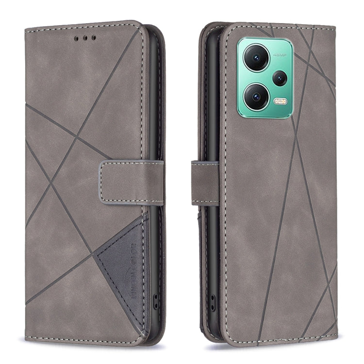 For Xiaomi Redmi Note 12 Global Magnetic Buckle Rhombus Texture Leather Phone Case