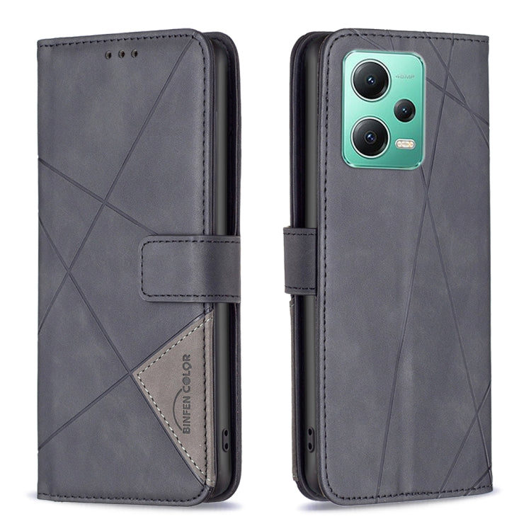 For Xiaomi Redmi Note 12 Global Magnetic Buckle Rhombus Texture Leather Phone Case