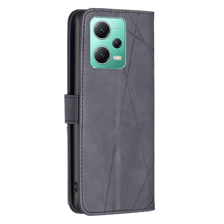For Xiaomi Redmi Note 12 Global Magnetic Buckle Rhombus Texture Leather Phone Case