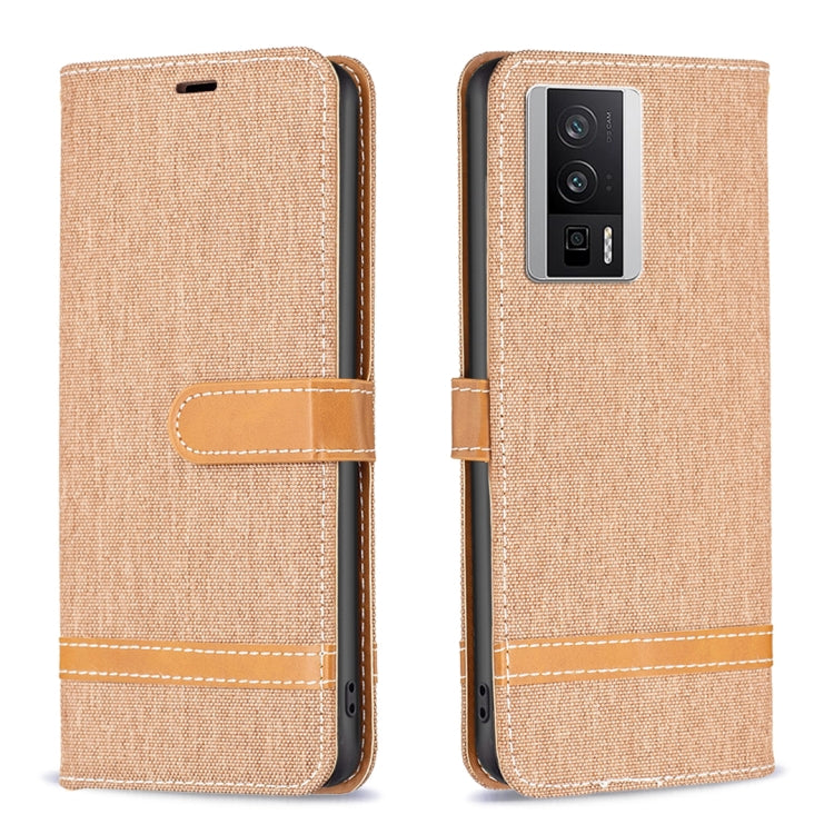For Xiaomi Redmi K60 / K60 Pro Color Block Denim Texture Leather Phone Case