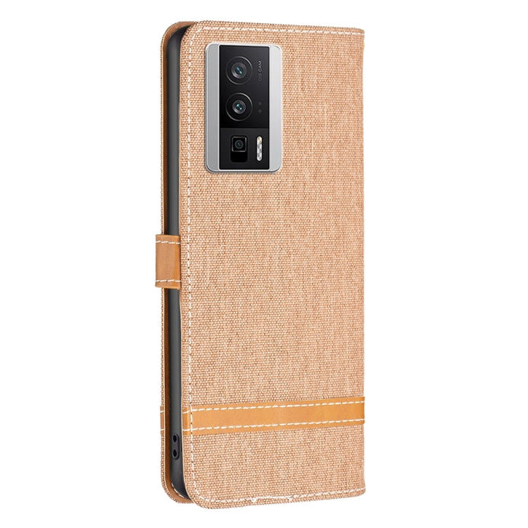 For Xiaomi Redmi K60 / K60 Pro Color Block Denim Texture Leather Phone Case