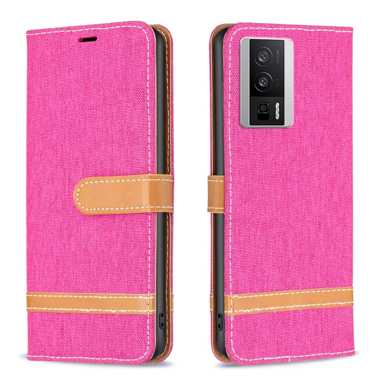 For Xiaomi Redmi K60 / K60 Pro Color Block Denim Texture Leather Phone Case