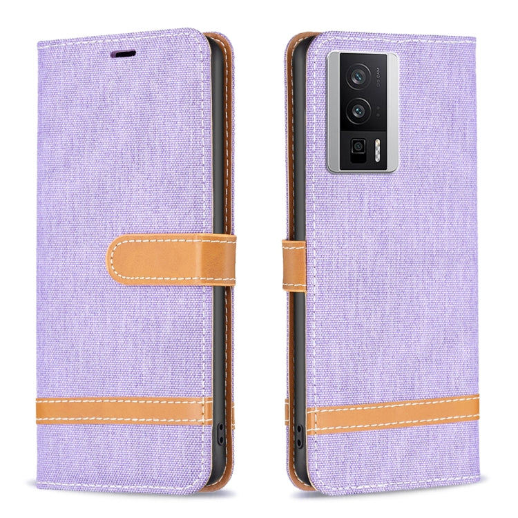 For Xiaomi Redmi K60 / K60 Pro Color Block Denim Texture Leather Phone Case