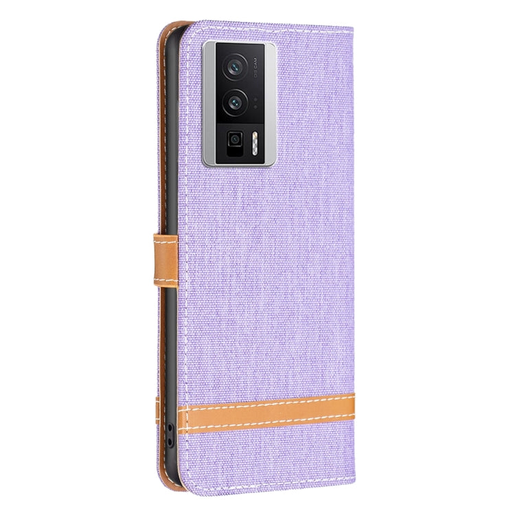 For Xiaomi Redmi K60 / K60 Pro Color Block Denim Texture Leather Phone Case