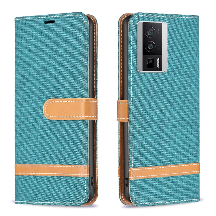 For Xiaomi Redmi K60 / K60 Pro Color Block Denim Texture Leather Phone Case