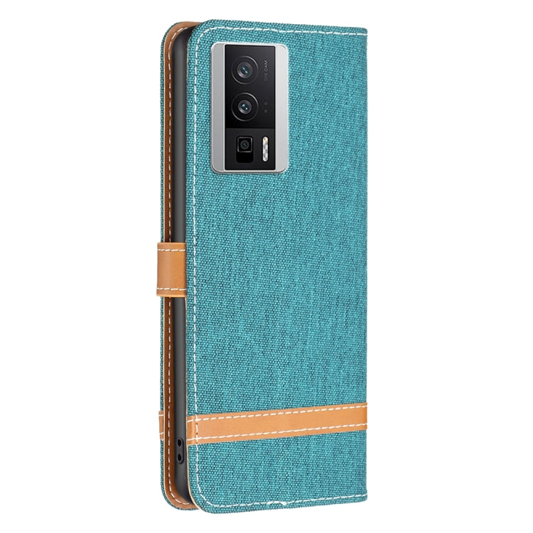 For Xiaomi Redmi K60 / K60 Pro Color Block Denim Texture Leather Phone Case