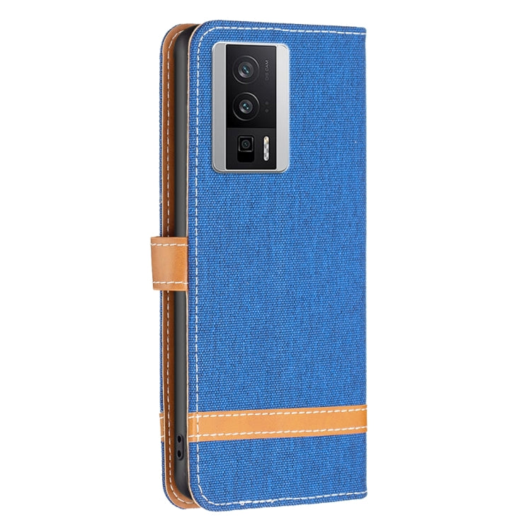 For Xiaomi Redmi K60 / K60 Pro Color Block Denim Texture Leather Phone Case