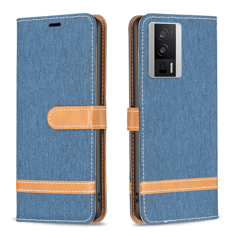 For Xiaomi Redmi K60 / K60 Pro Color Block Denim Texture Leather Phone Case