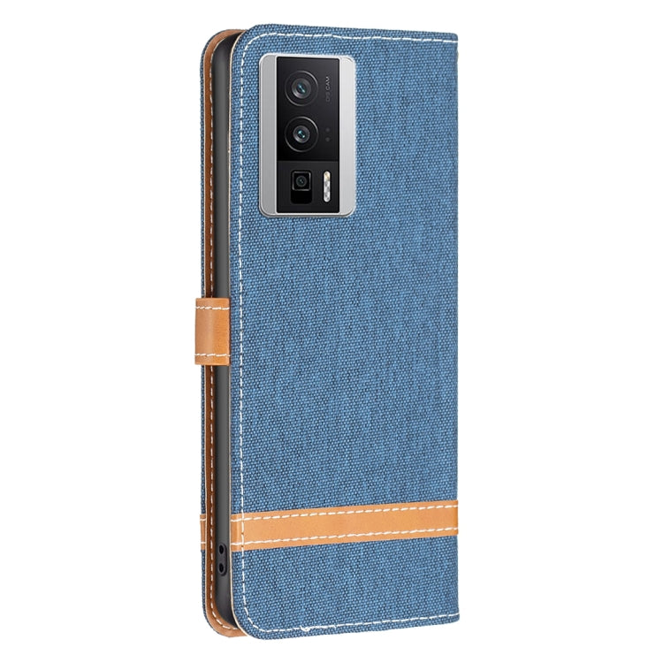 For Xiaomi Redmi K60 / K60 Pro Color Block Denim Texture Leather Phone Case