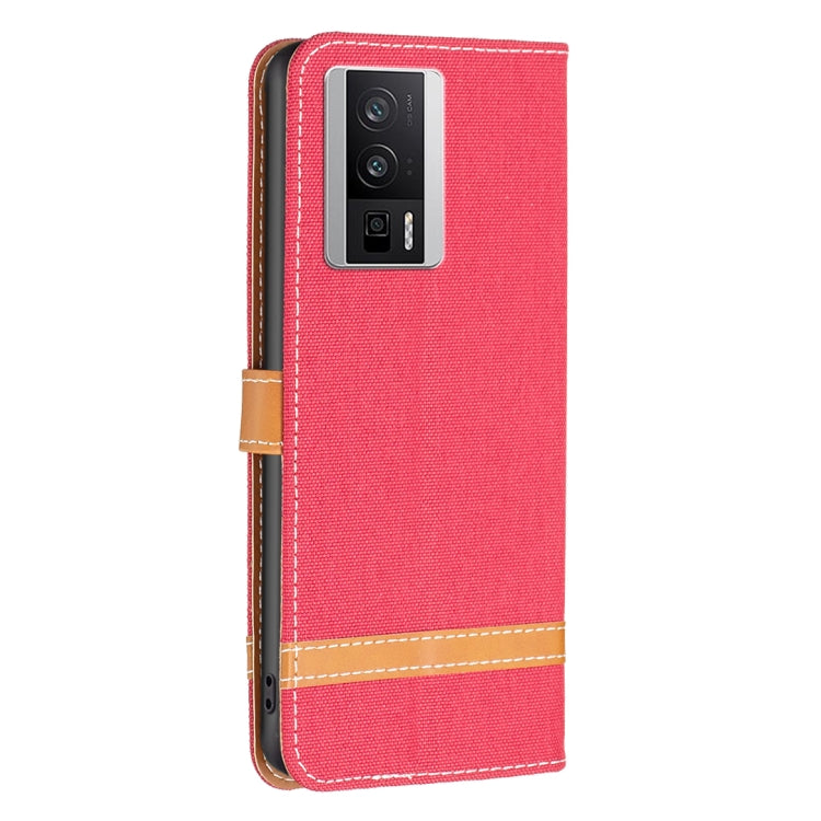 For Xiaomi Redmi K60 / K60 Pro Color Block Denim Texture Leather Phone Case