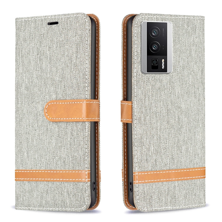 For Xiaomi Redmi K60 / K60 Pro Color Block Denim Texture Leather Phone Case