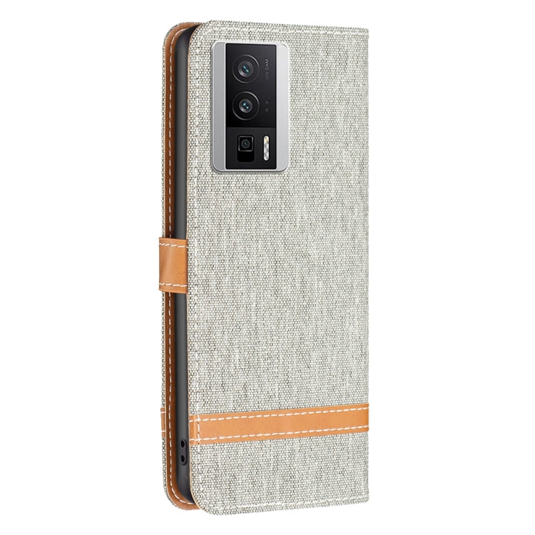 For Xiaomi Redmi K60 / K60 Pro Color Block Denim Texture Leather Phone Case
