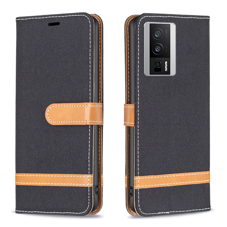 For Xiaomi Redmi K60 / K60 Pro Color Block Denim Texture Leather Phone Case