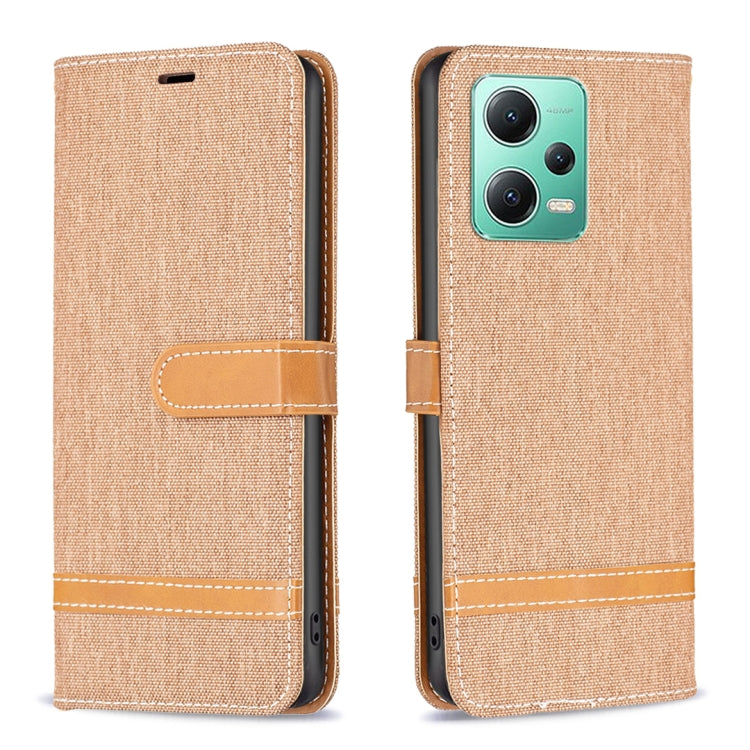 For Xiaomi Redmi Note 12 Global Color Block Denim Texture Leather Phone Case