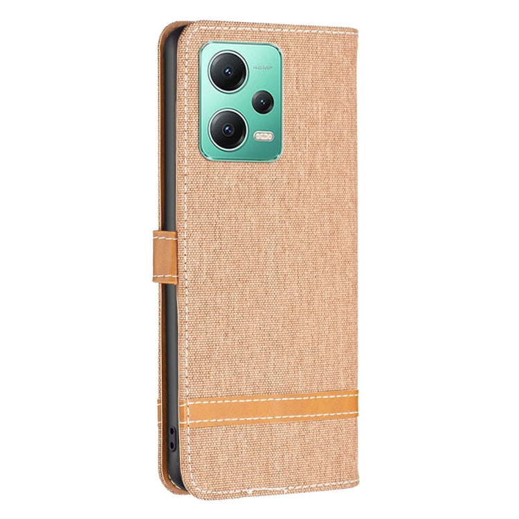 For Xiaomi Redmi Note 12 Global Color Block Denim Texture Leather Phone Case