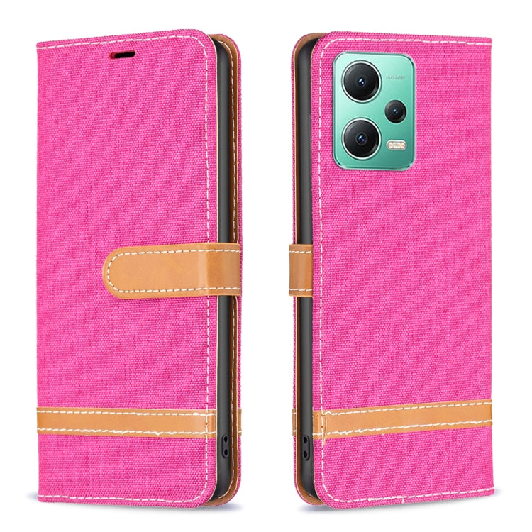 For Xiaomi Redmi Note 12 Global Color Block Denim Texture Leather Phone Case