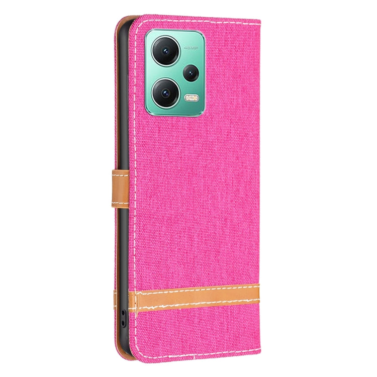 For Xiaomi Redmi Note 12 Global Color Block Denim Texture Leather Phone Case