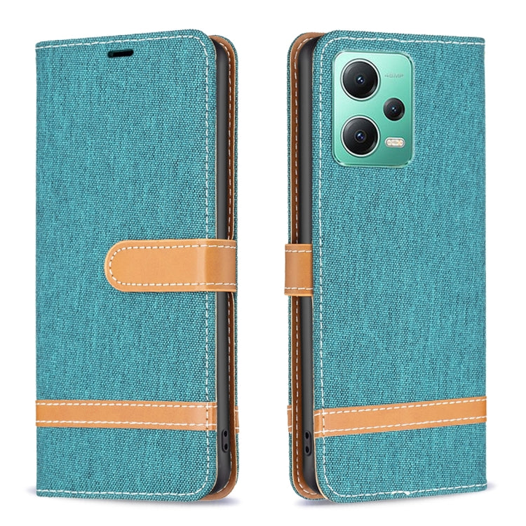 For Xiaomi Redmi Note 12 Global Color Block Denim Texture Leather Phone Case
