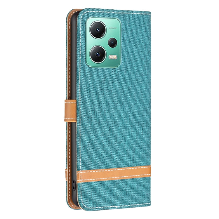 For Xiaomi Redmi Note 12 Global Color Block Denim Texture Leather Phone Case