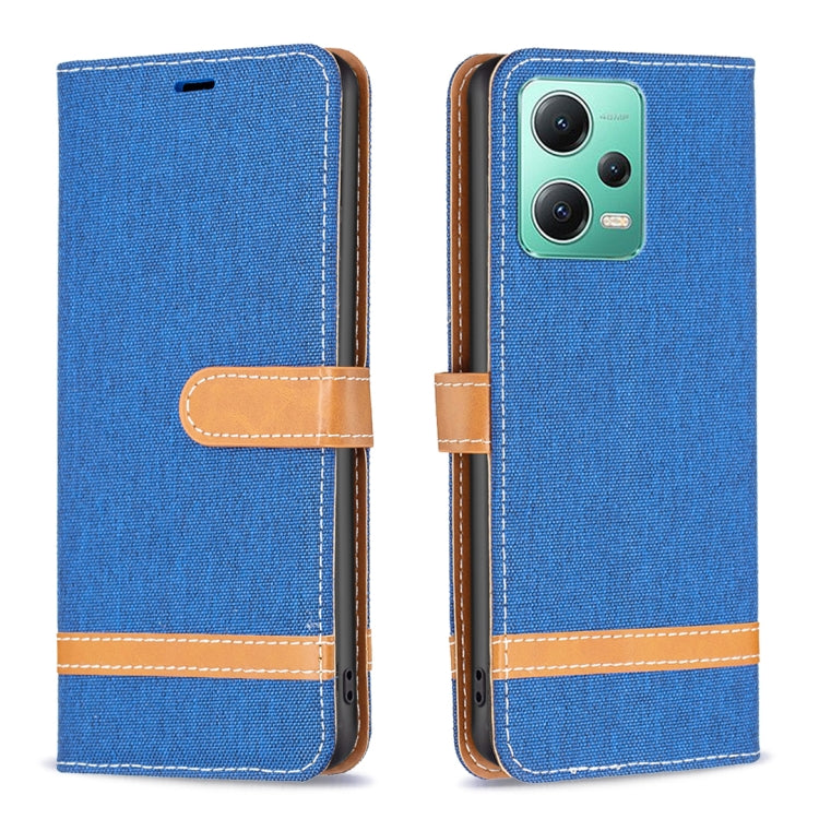 For Xiaomi Redmi Note 12 Global Color Block Denim Texture Leather Phone Case