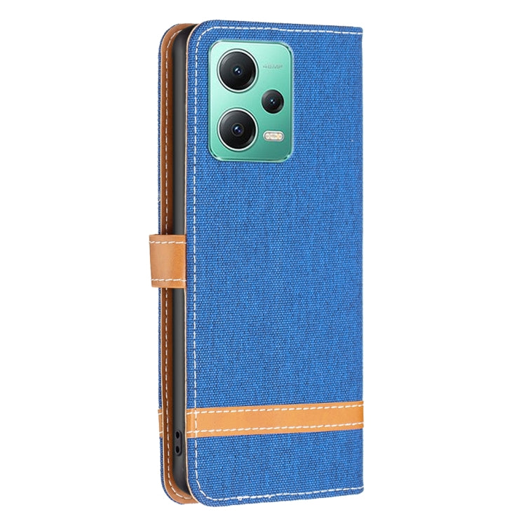 For Xiaomi Redmi Note 12 Global Color Block Denim Texture Leather Phone Case