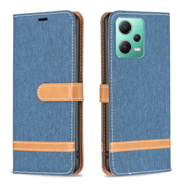 For Xiaomi Redmi Note 12 Global Color Block Denim Texture Leather Phone Case