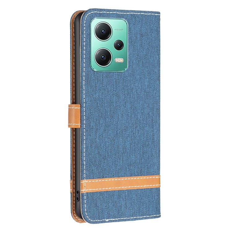 For Xiaomi Redmi Note 12 Global Color Block Denim Texture Leather Phone Case