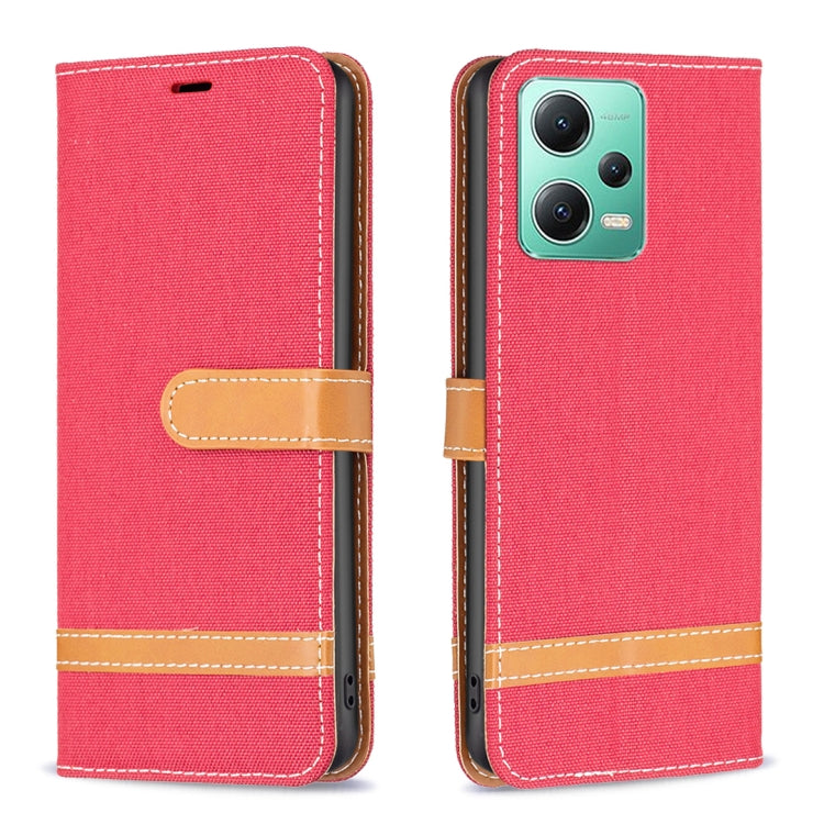 For Xiaomi Redmi Note 12 Global Color Block Denim Texture Leather Phone Case
