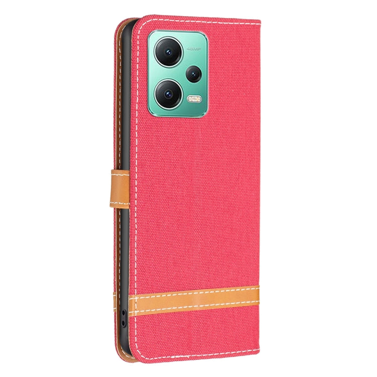 For Xiaomi Redmi Note 12 Global Color Block Denim Texture Leather Phone Case