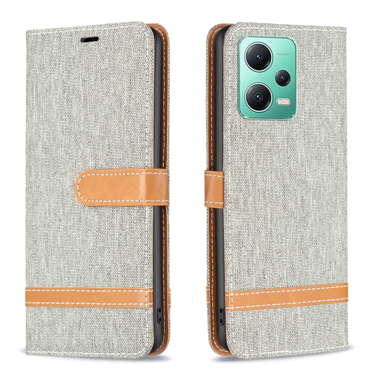 For Xiaomi Redmi Note 12 Global Color Block Denim Texture Leather Phone Case