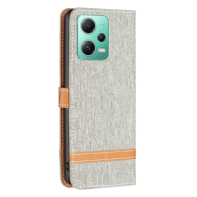 For Xiaomi Redmi Note 12 Global Color Block Denim Texture Leather Phone Case