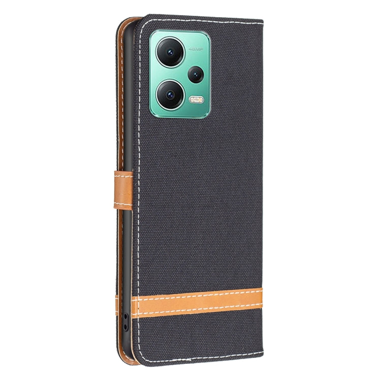 For Xiaomi Redmi Note 12 Global Color Block Denim Texture Leather Phone Case