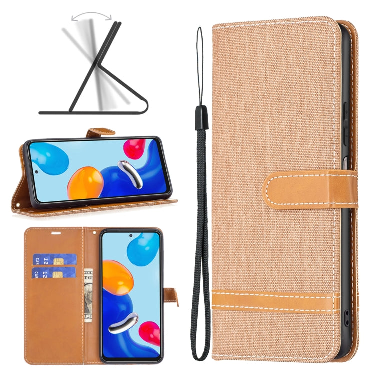 For Xiaomi Redmi Note 12S 4G / Note 11 Color Block Denim Texture Leather Phone Case