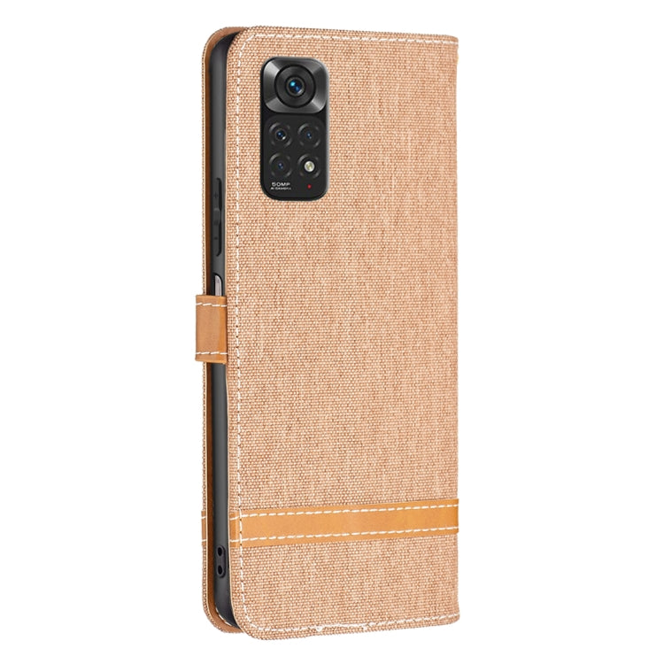 For Xiaomi Redmi Note 12S 4G / Note 11 Color Block Denim Texture Leather Phone Case