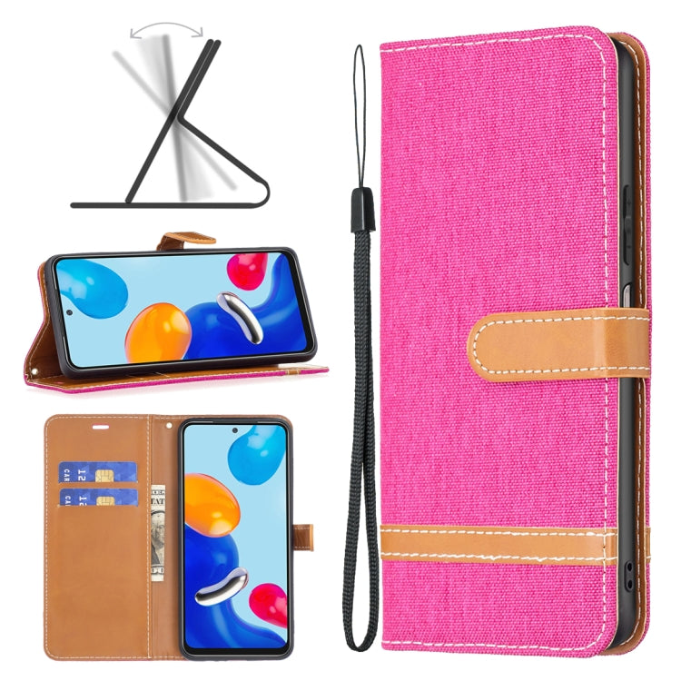For Xiaomi Redmi Note 12S 4G / Note 11 Color Block Denim Texture Leather Phone Case