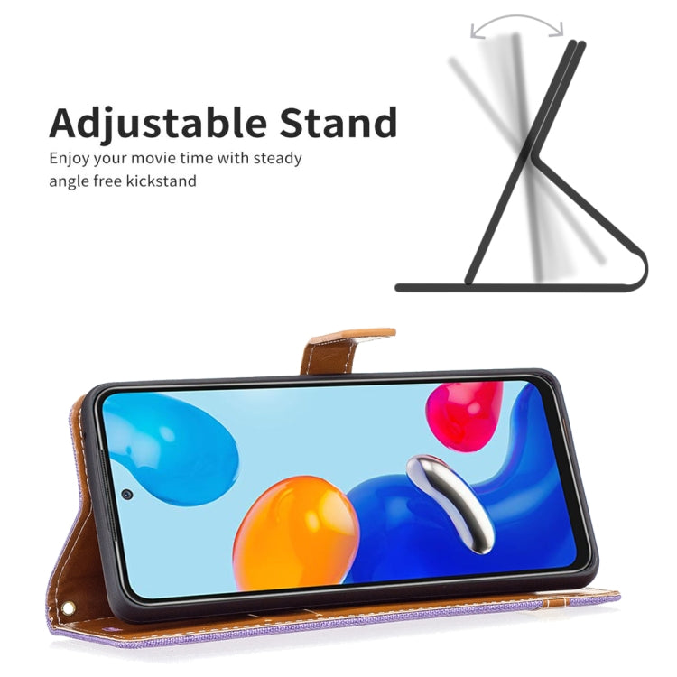 For Xiaomi Redmi Note 12S 4G / Note 11 Color Block Denim Texture Leather Phone Case