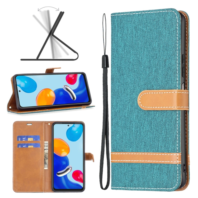 For Xiaomi Redmi Note 12S 4G / Note 11 Color Block Denim Texture Leather Phone Case