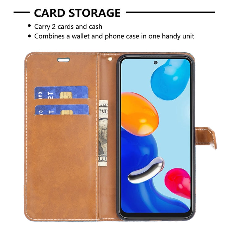 For Xiaomi Redmi Note 12S 4G / Note 11 Color Block Denim Texture Leather Phone Case