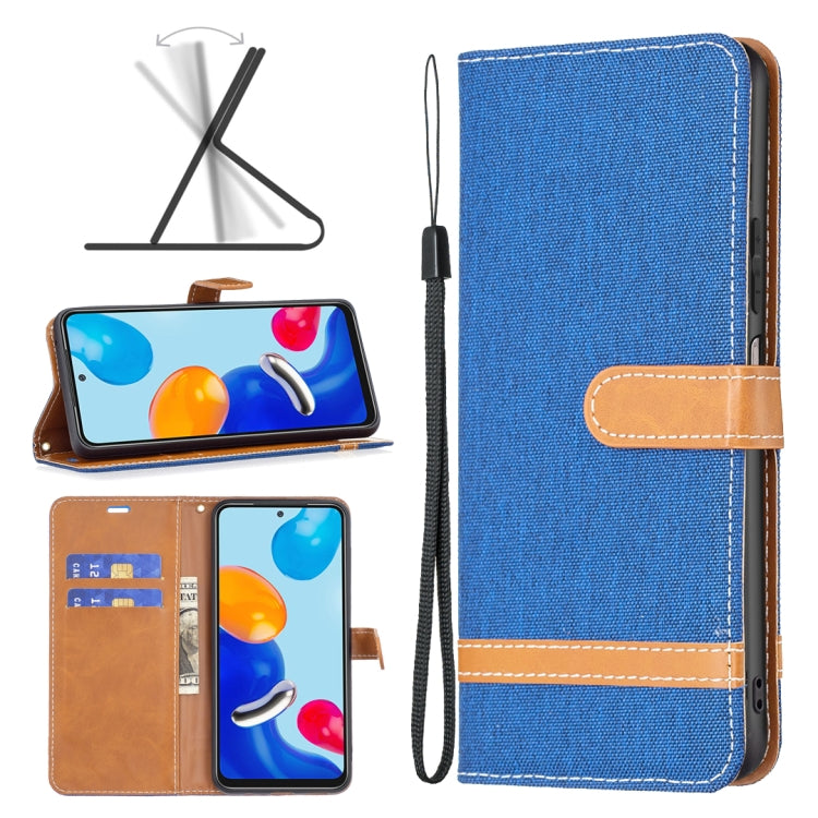 For Xiaomi Redmi Note 12S 4G / Note 11 Color Block Denim Texture Leather Phone Case