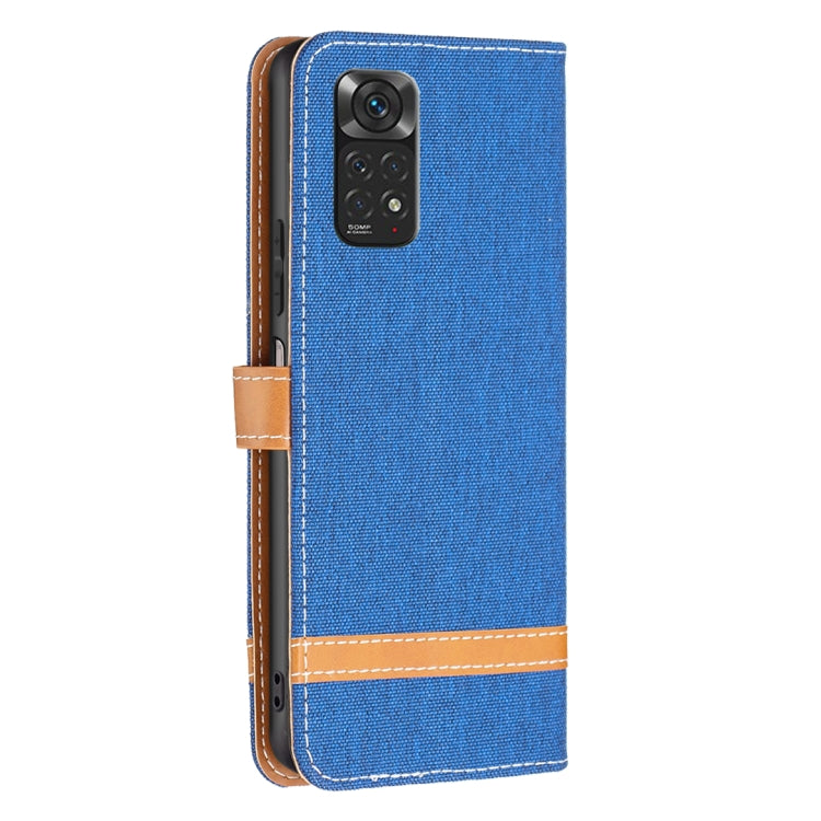For Xiaomi Redmi Note 12S 4G / Note 11 Color Block Denim Texture Leather Phone Case