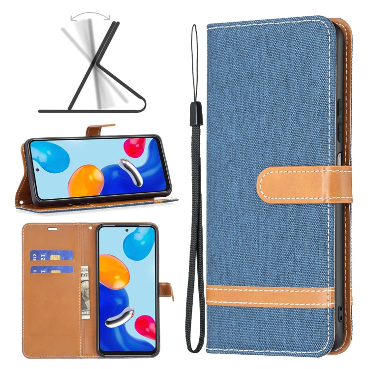 For Xiaomi Redmi Note 12S 4G / Note 11 Color Block Denim Texture Leather Phone Case