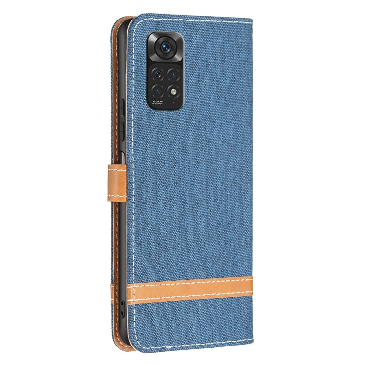 For Xiaomi Redmi Note 12S 4G / Note 11 Color Block Denim Texture Leather Phone Case